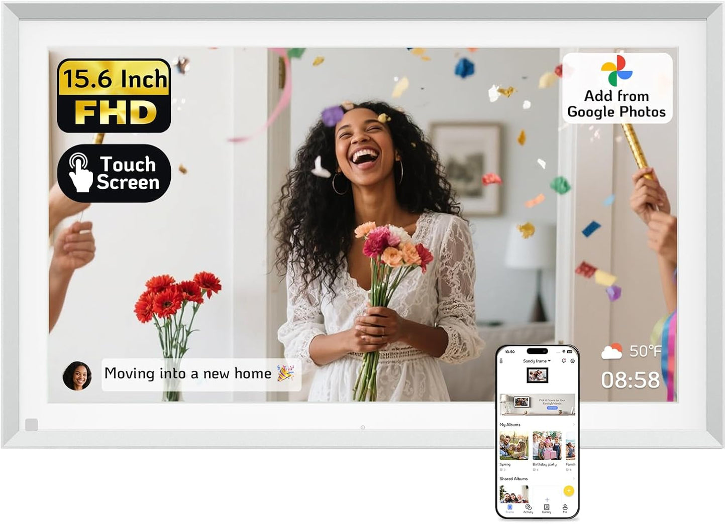 NexFoto 15.6 Inch Touchscreen Digital Picture Frame for Memories