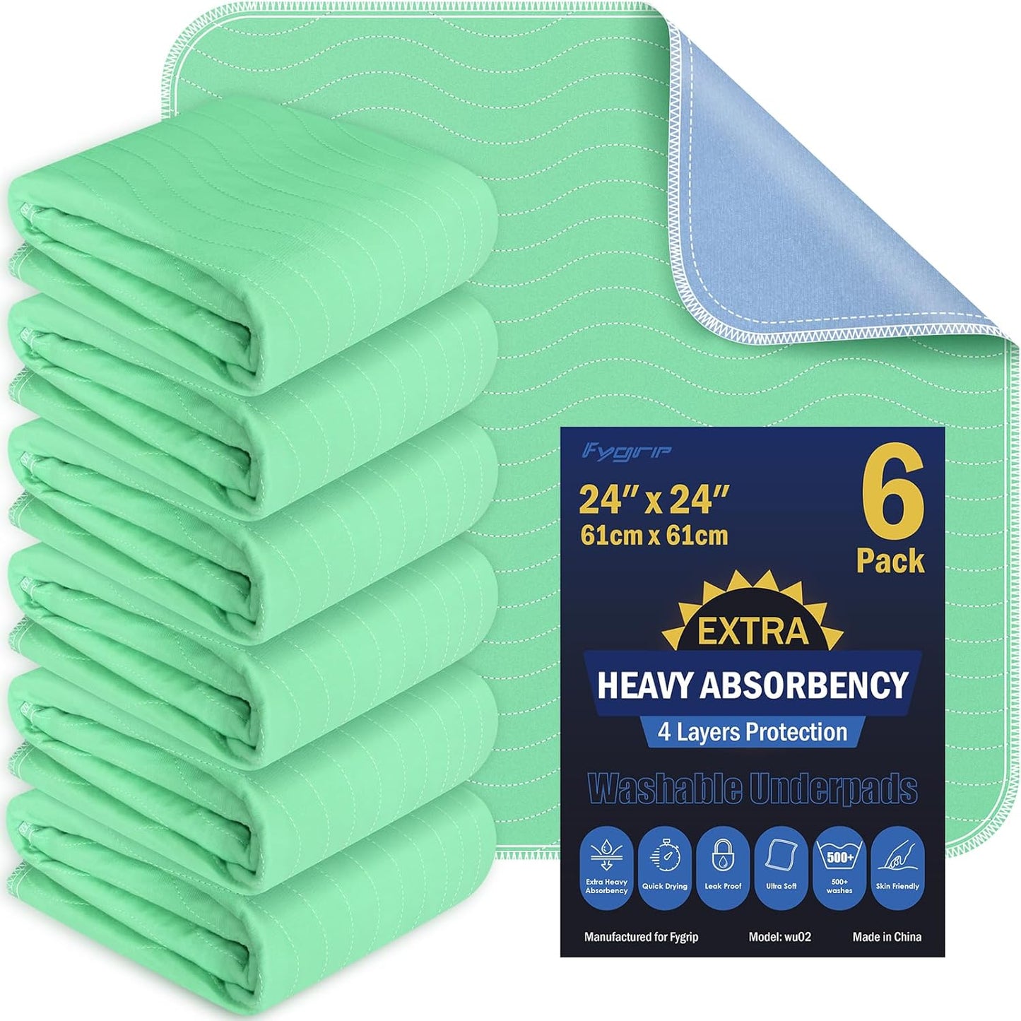 FYGRIP: Waterproof Washable Underpads - Extra Absorbent!