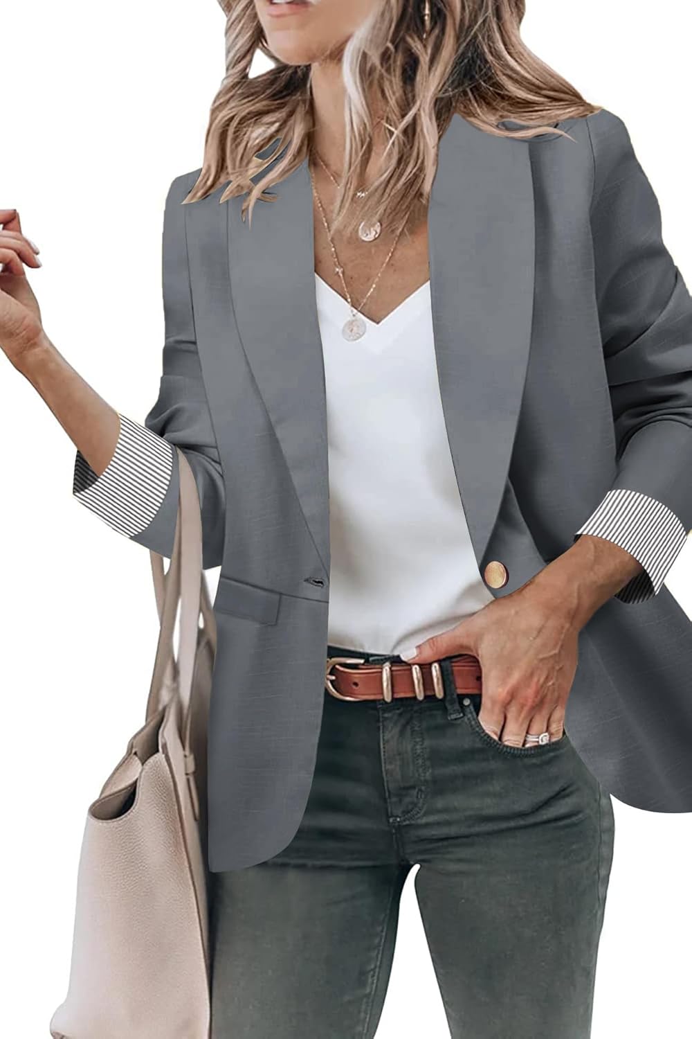 Genhoo Blazer Jackets for Women - Stylish Open Front Design