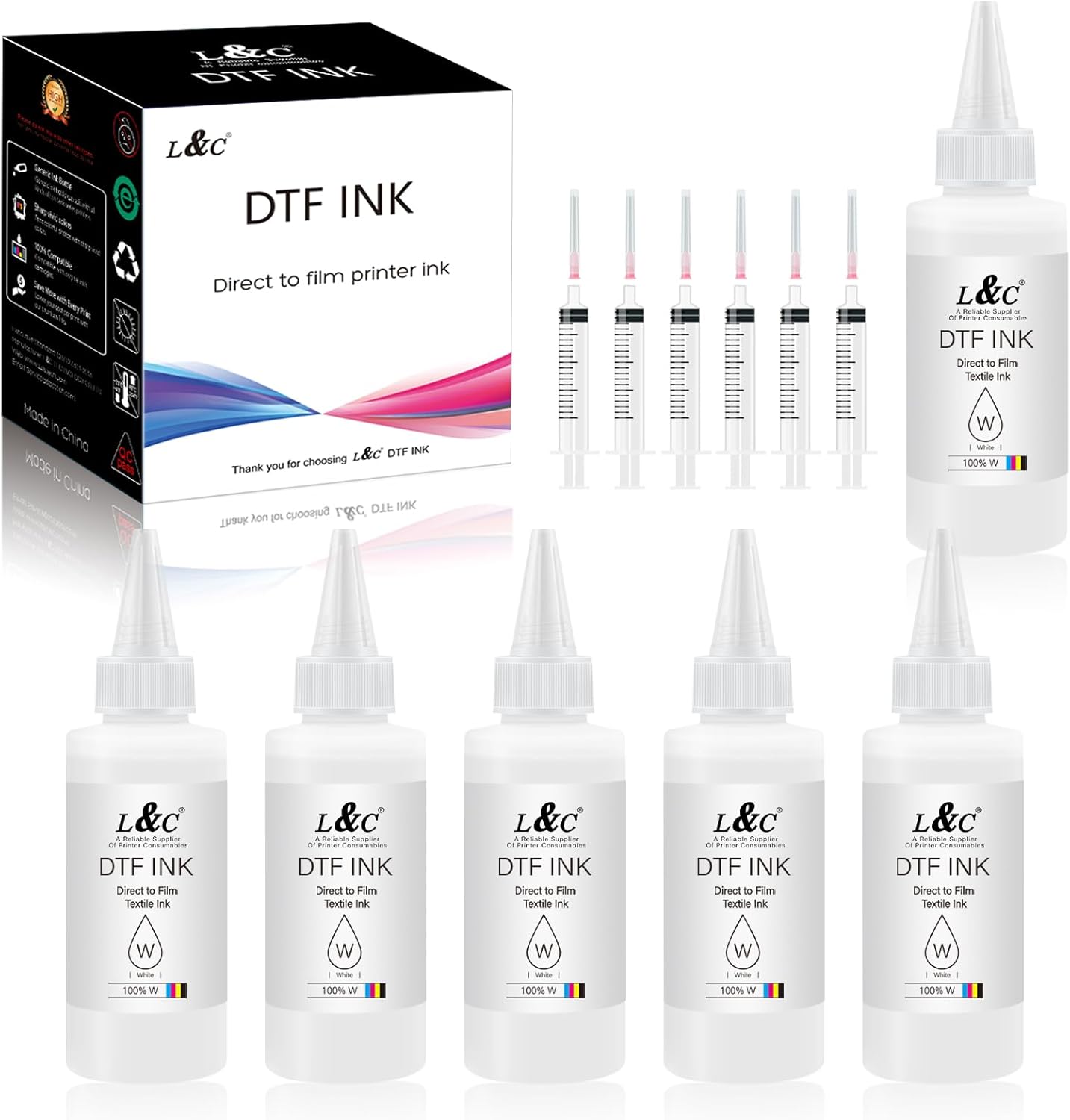 600ml White DTF Ink Refill - Vibrant Heat Transfer Printing