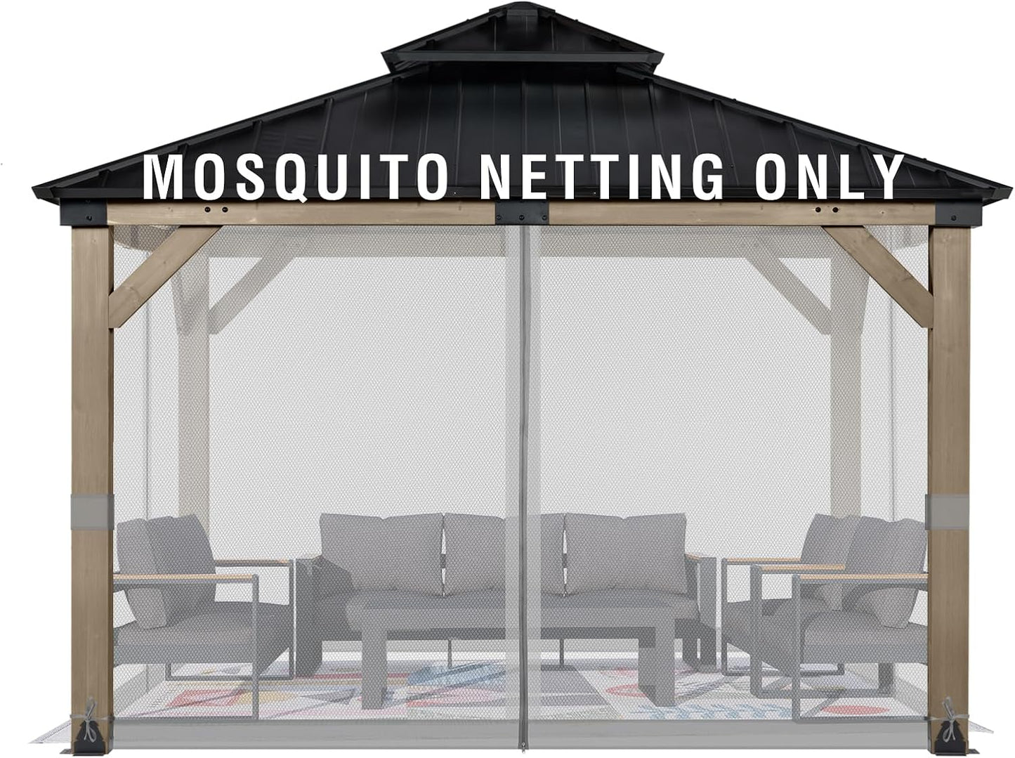 Aoodor Universal 10x10 ft Gazebo Mosquito Netting for Outdoor Use