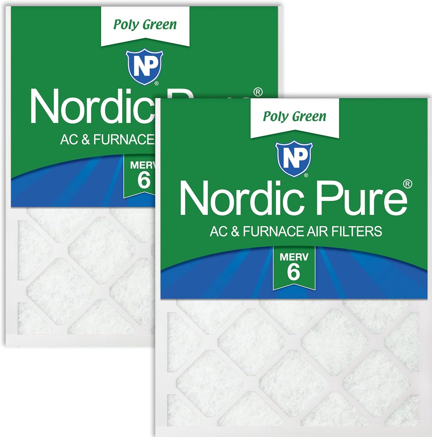 Nordic Pure 20x25x1 Poly Green MERV 6 Air Filters for Allergens