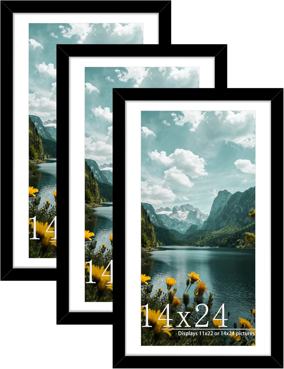 Flexible 14x24 Picture Frame 3 Pack for Vertical or Horizontal Use