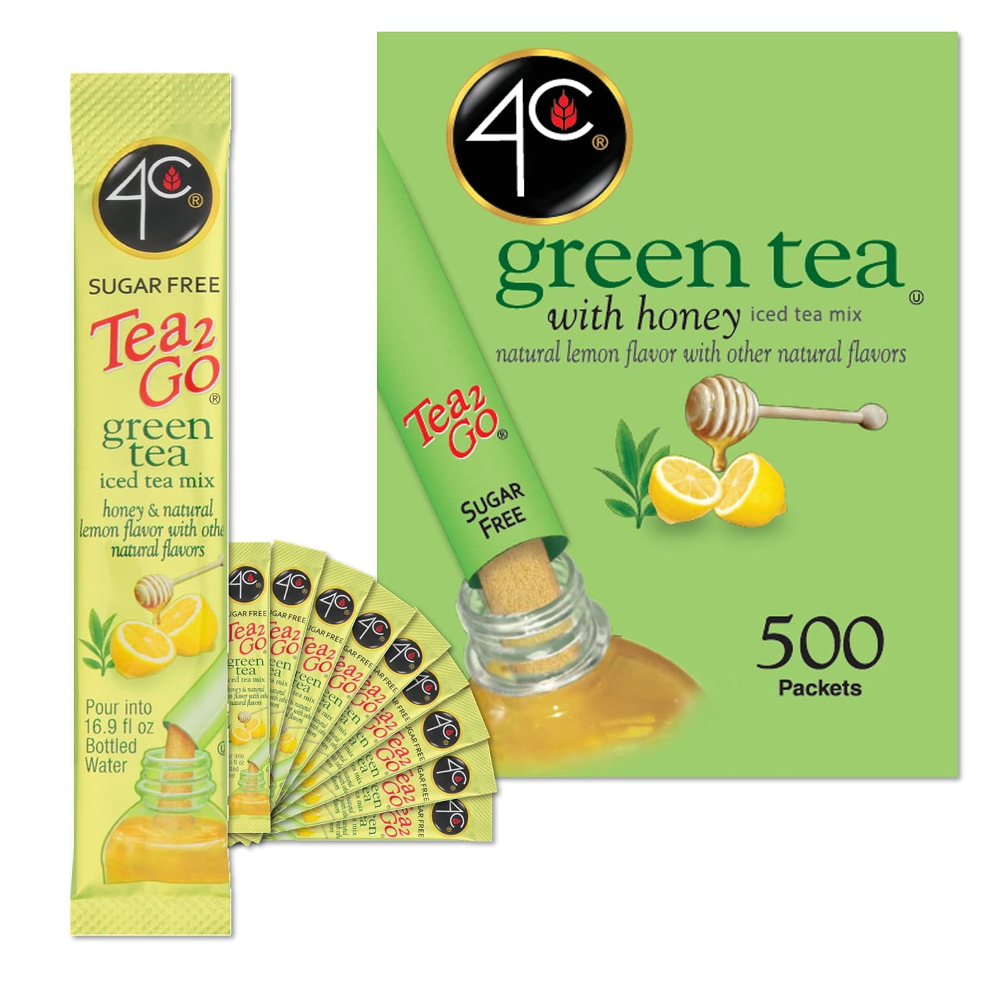 4C Powder Drink Stix Green Tea 500 Count Refreshing Flavorings