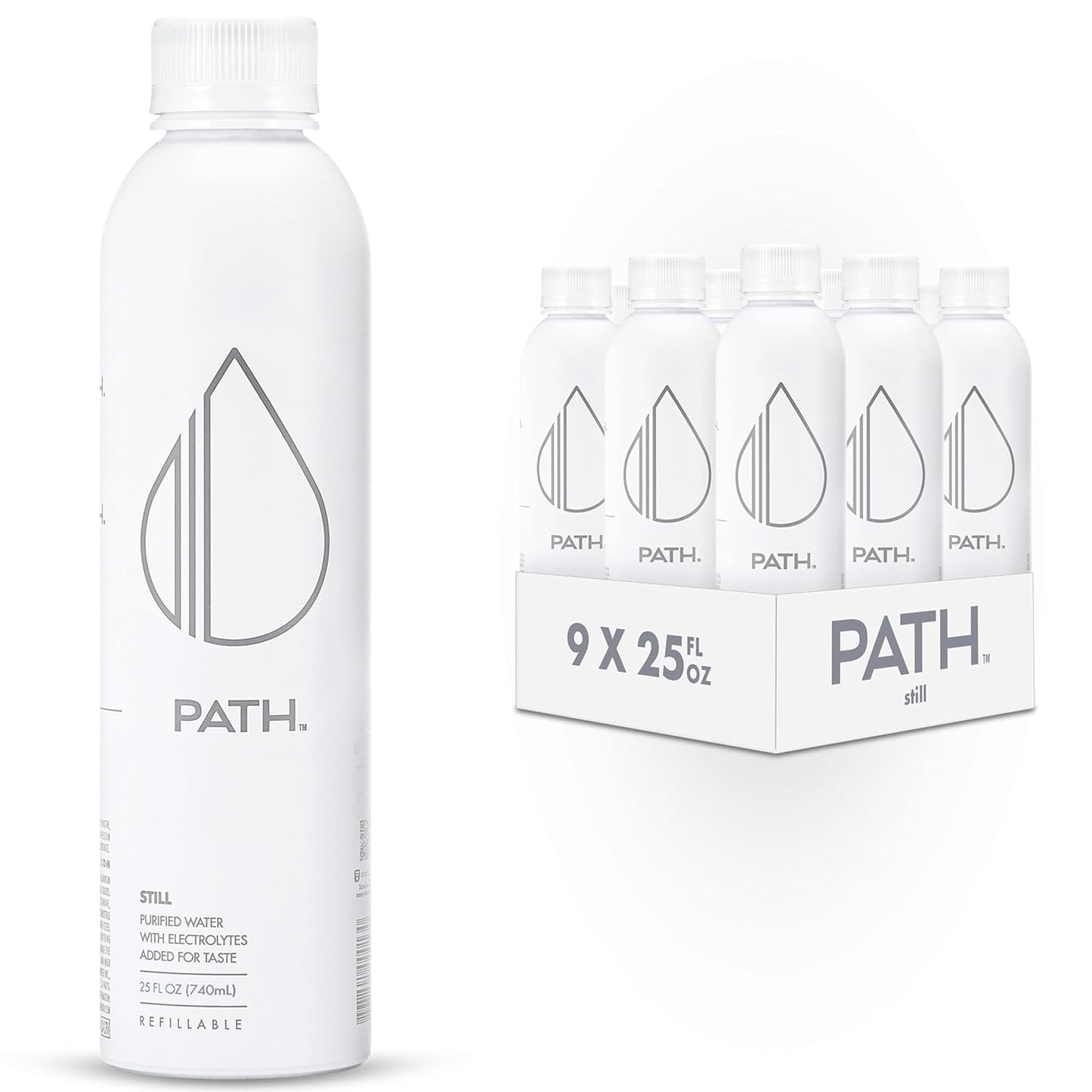 PATH Ultra-Purified Aluminum Bottled Water, BPA-Free, pH-Balanced - Pack of 9