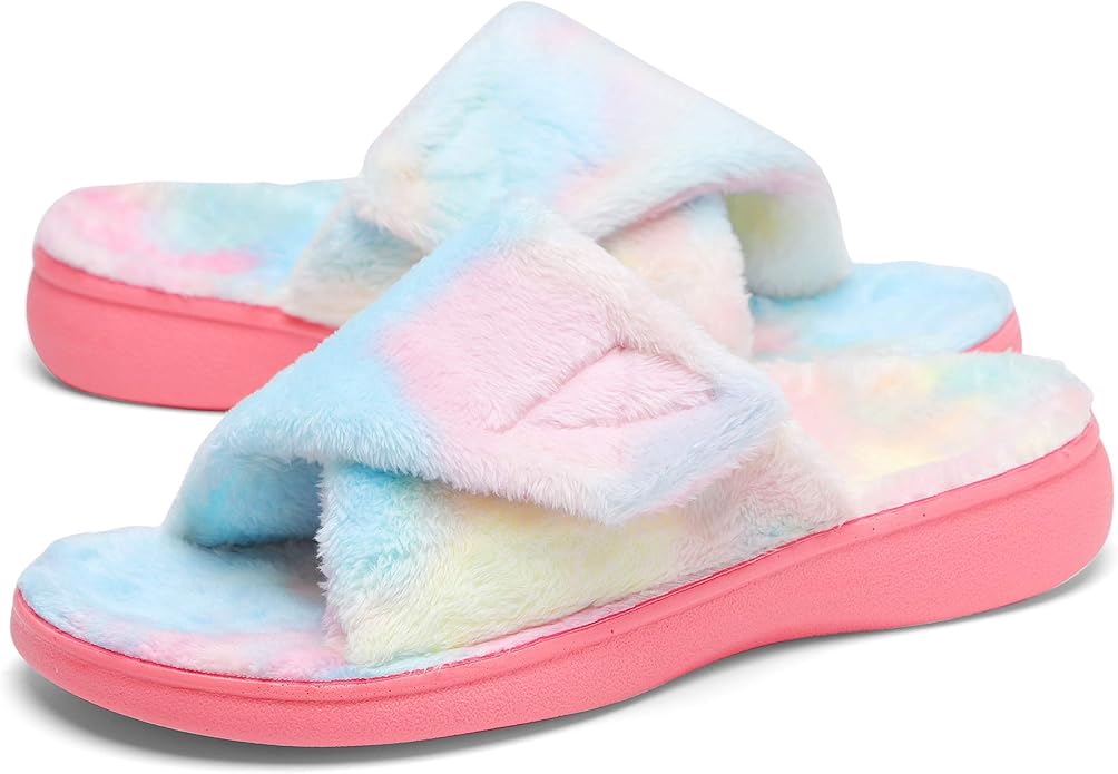 SOLLBEAM Fuzzy House Slippers With Arch Support For Women