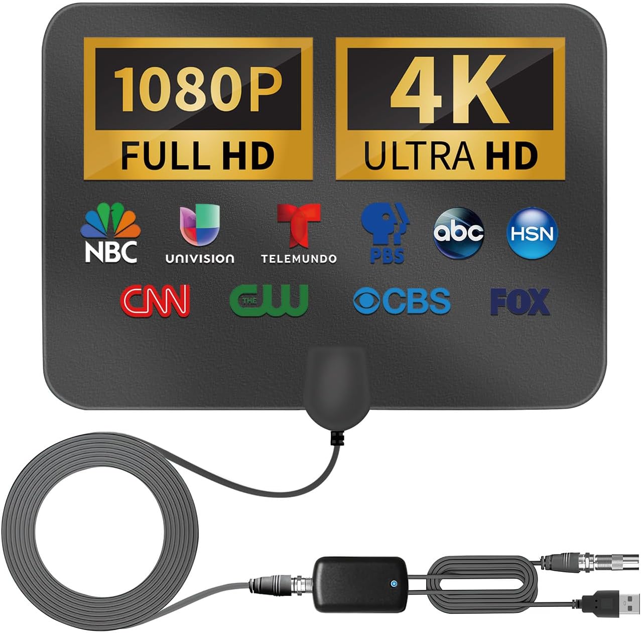 900 Mile Range HD Digital TV Antenna - 4K Support