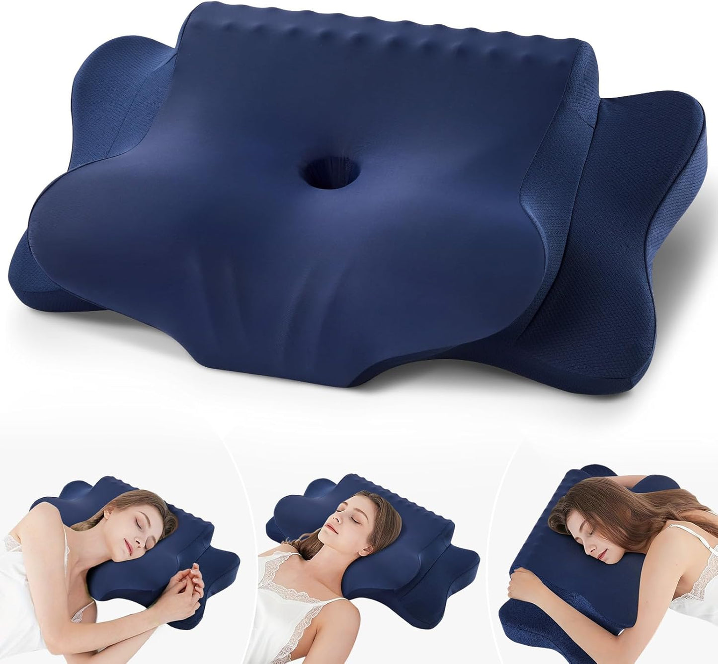 Cervical Pillow for Neck Pain Relief - Ergonomic Dual-Sided Design