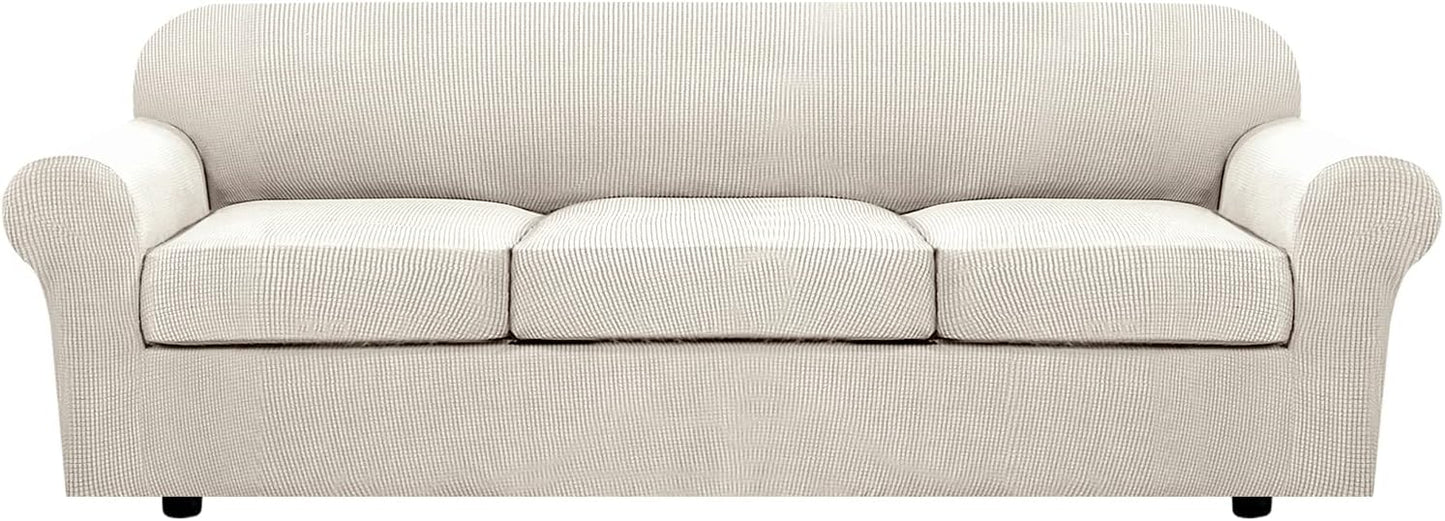 H.VERSAILTEX 4 Piece Stretch Sofa Covers for 3 Cushion Couch