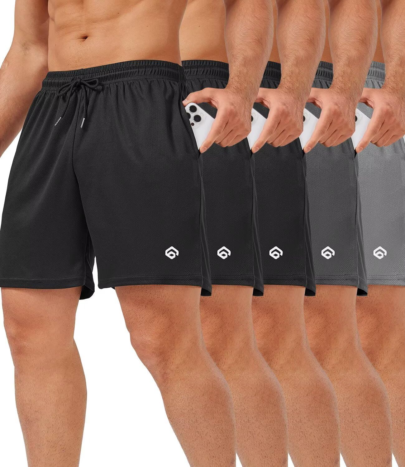 5 Pack Gym Shorts Men 5 Inch Quick Dry Lightweight Athletic Wear