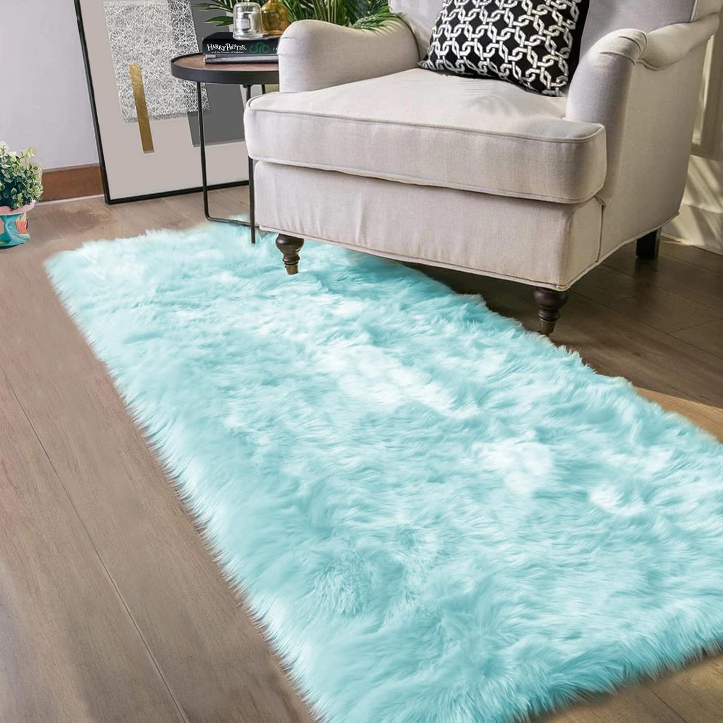 Latepis Light Blue Fluffy 2x6 Rug Runner for Cozy Spaces