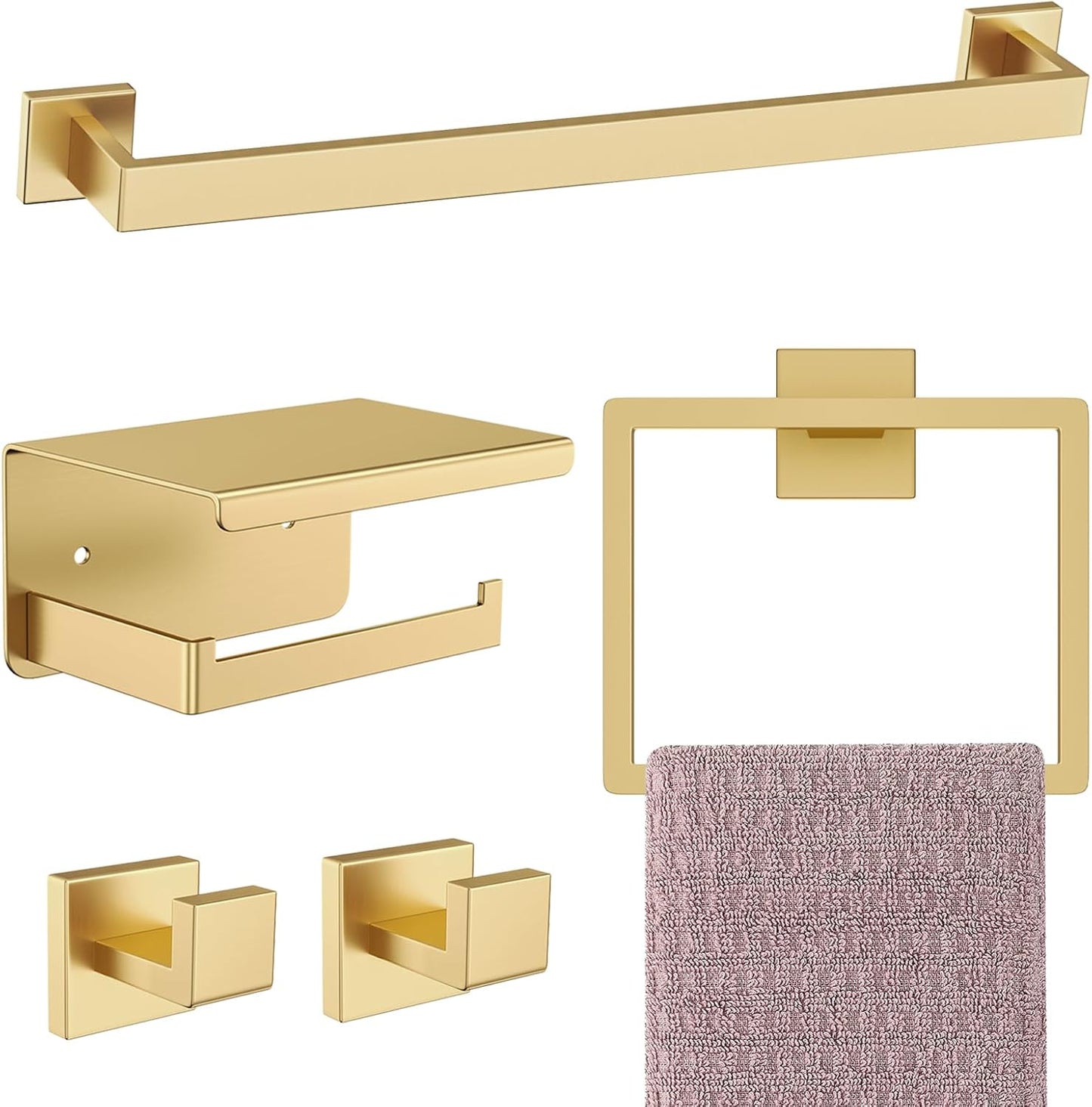 Brushed Gold Bathroom Hardware Accessories Set for Modern Homes
