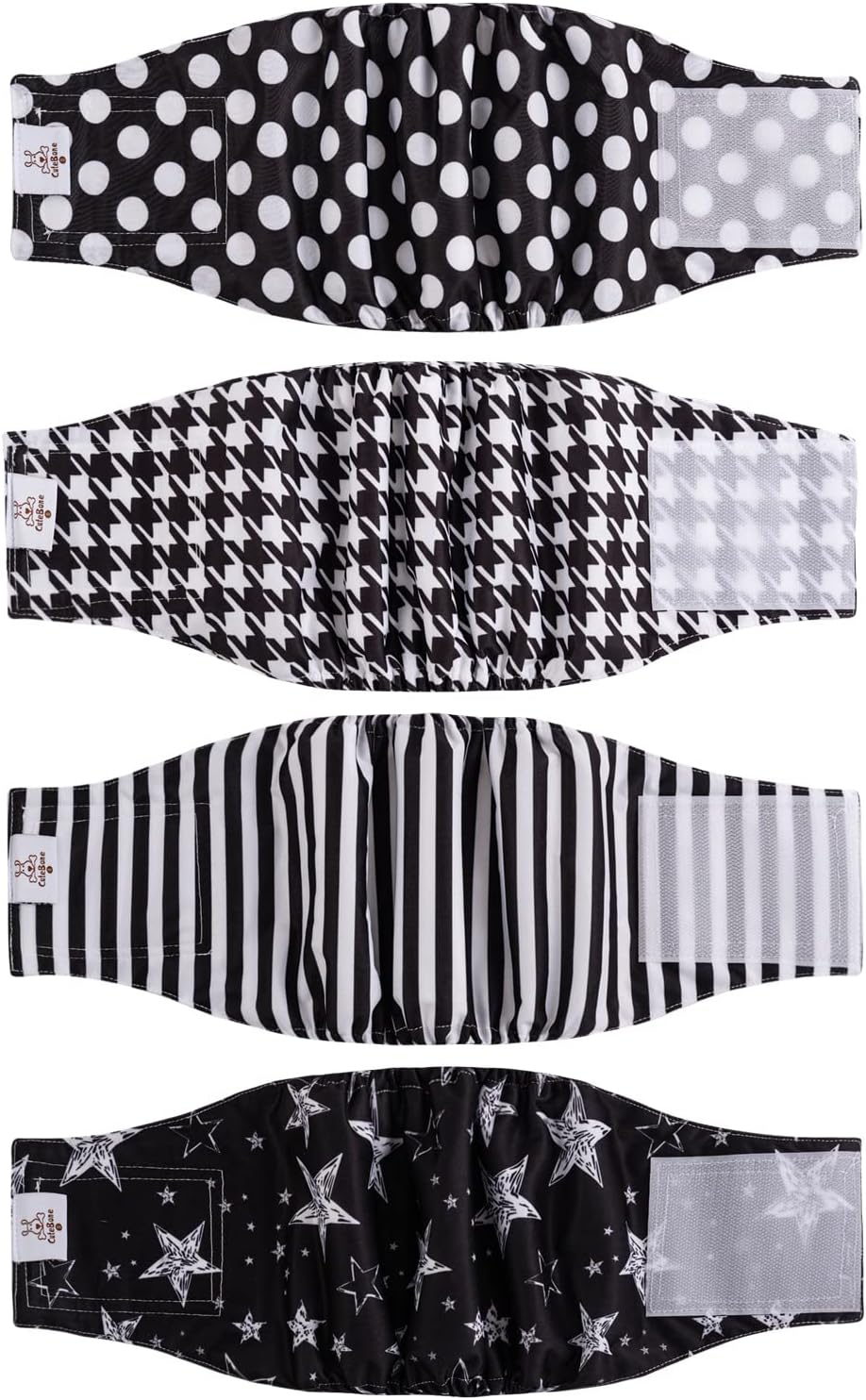 CuteBone Male Dog Diapers 4 Pack - Reusable Belly Bands