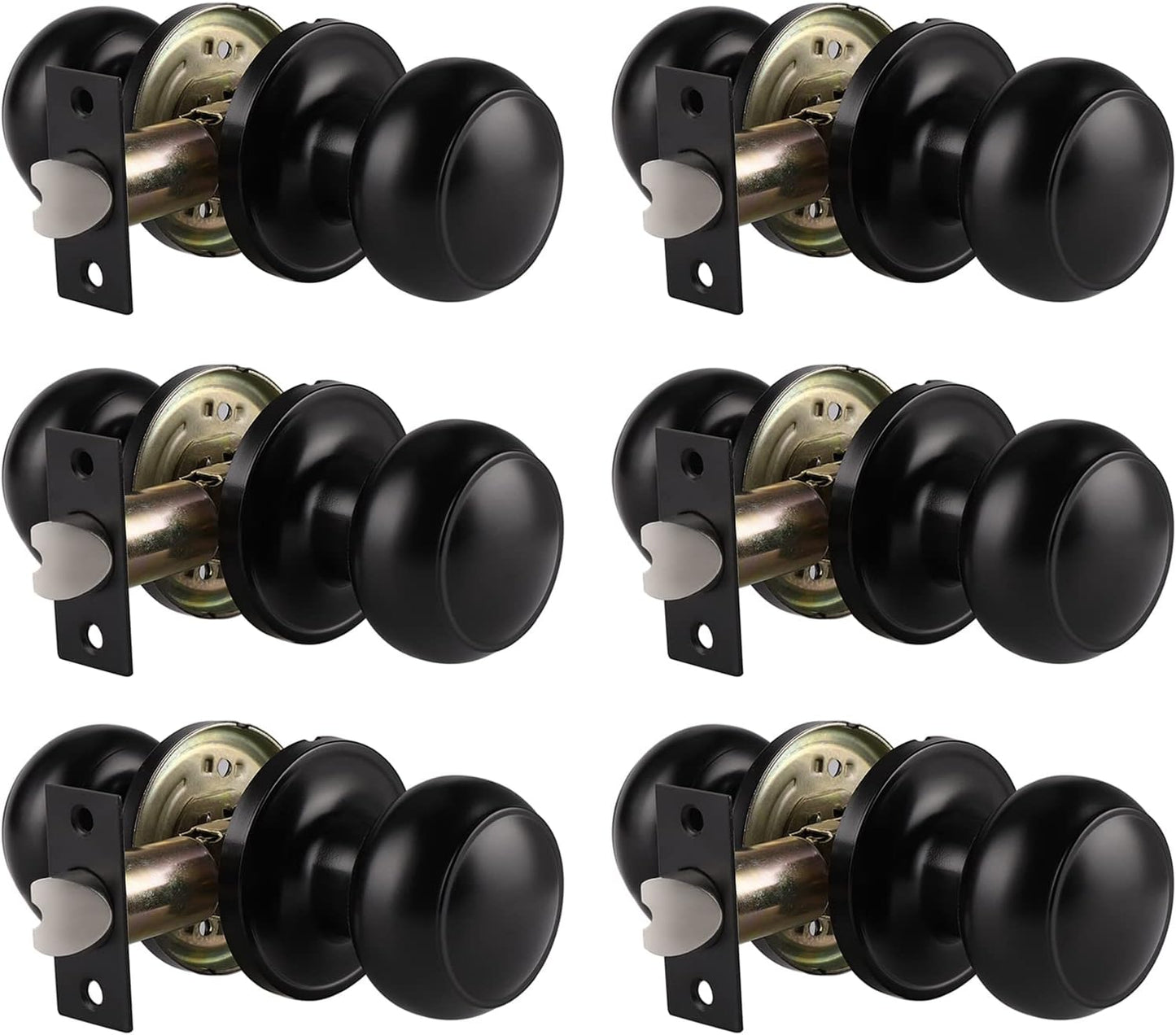 Probrico Black Door Knobs Interior for Hallway Closet, 6 Pack