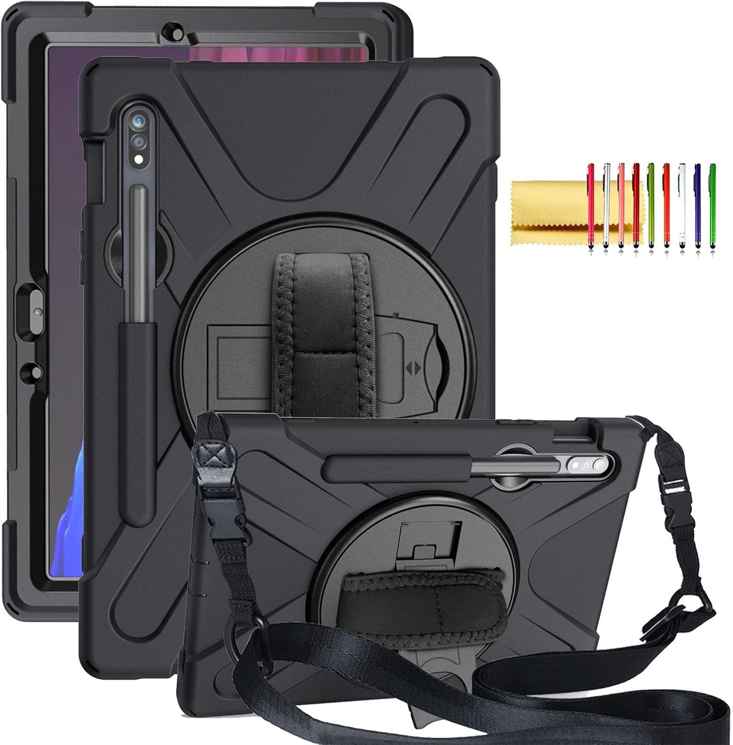 Galaxy Tab S9+/S9 FE+ Case with Rotating Kickstand and Strap