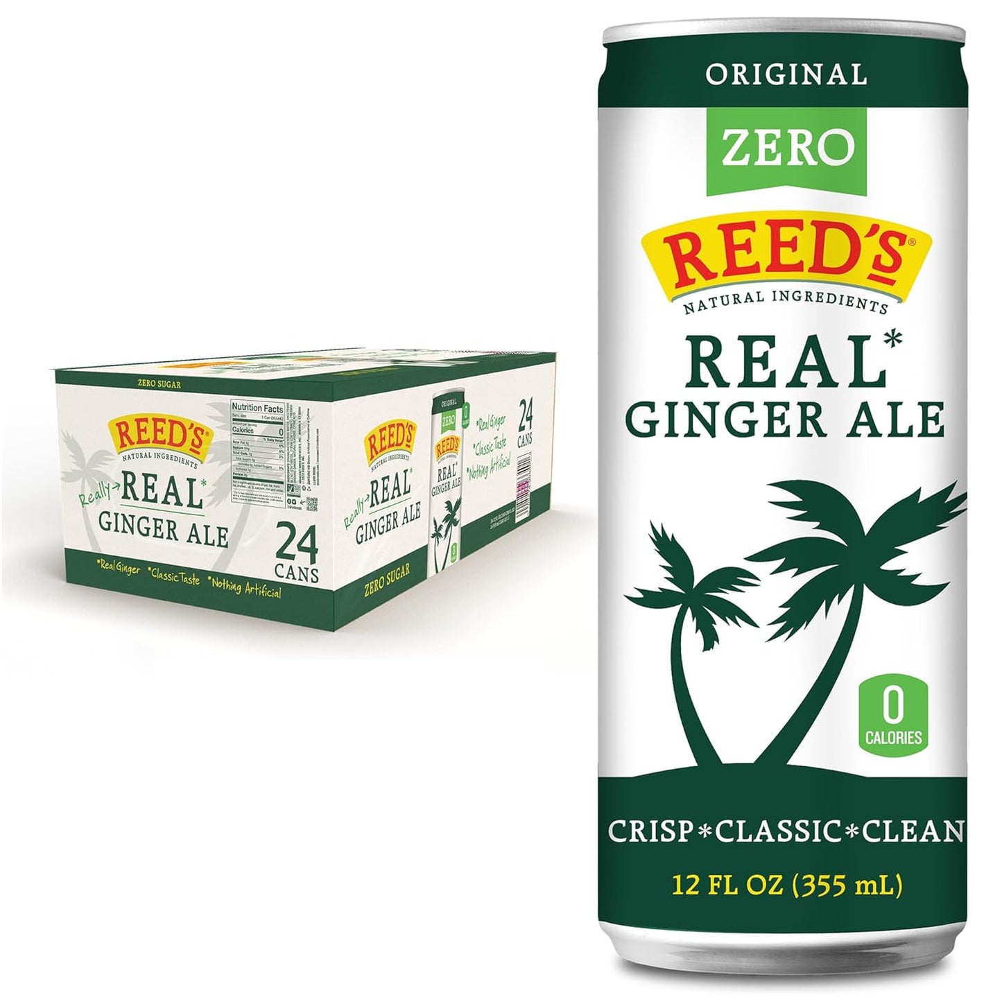 Reed's Zero Sugar Ginger Ale - Organic Ginger, Zero Calories