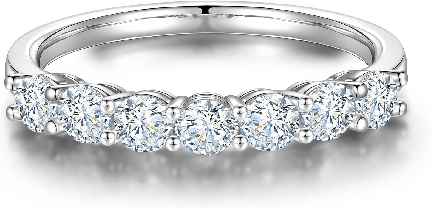 7 Stone Moissanite Rings for Women in 14K Gold and Silver