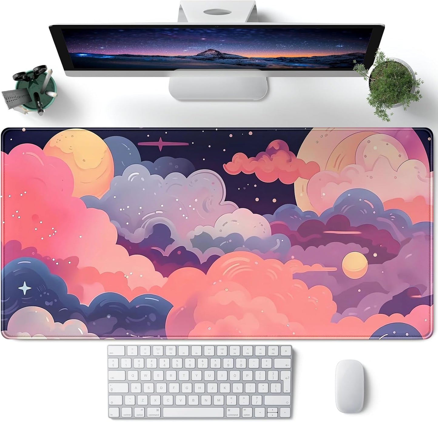 Pink Purple Kawaii Clouds XXL Desk Mat - CYZFF