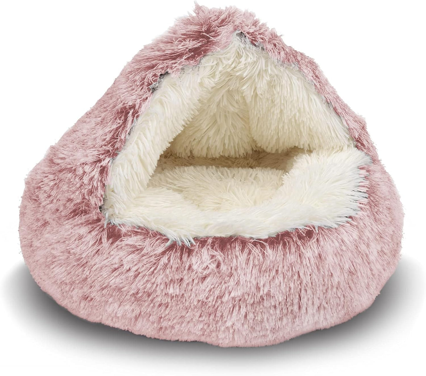 Cozy Cat Bed by ShinHye - Plush Fluffy Hooded Cave Design