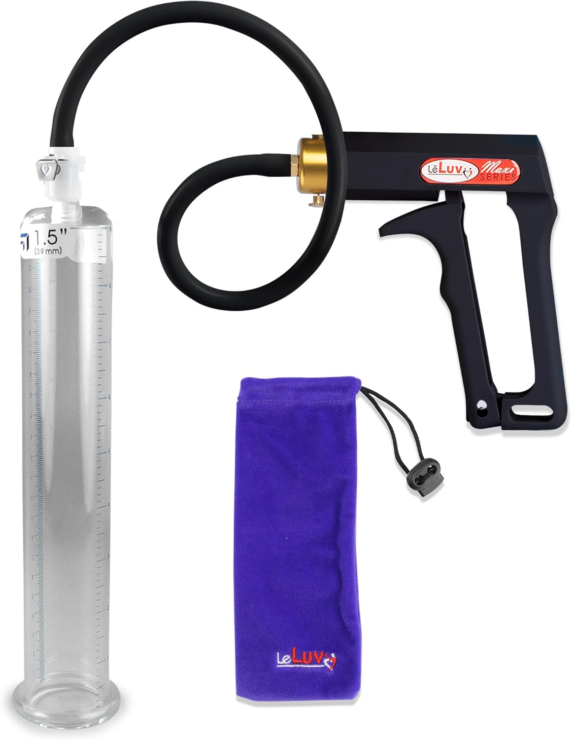 LeLuv Black Maxi Penis Pump with Premium Silicone Hose Kit