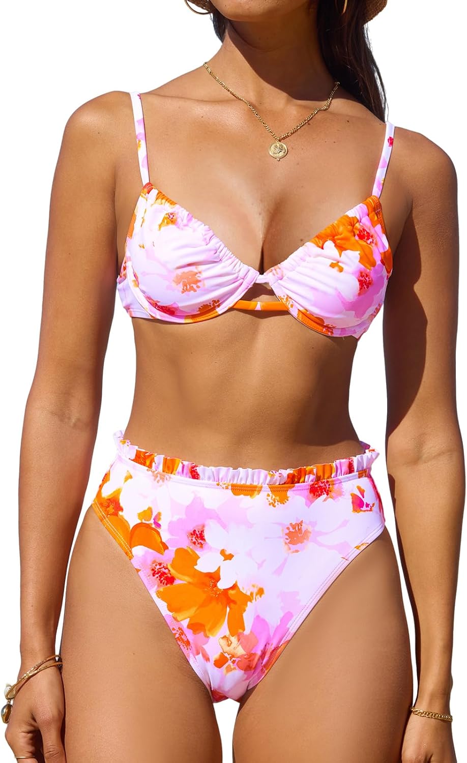 CUPSHE Women Swimsuit Bikini Set High Waisted Push Up Style