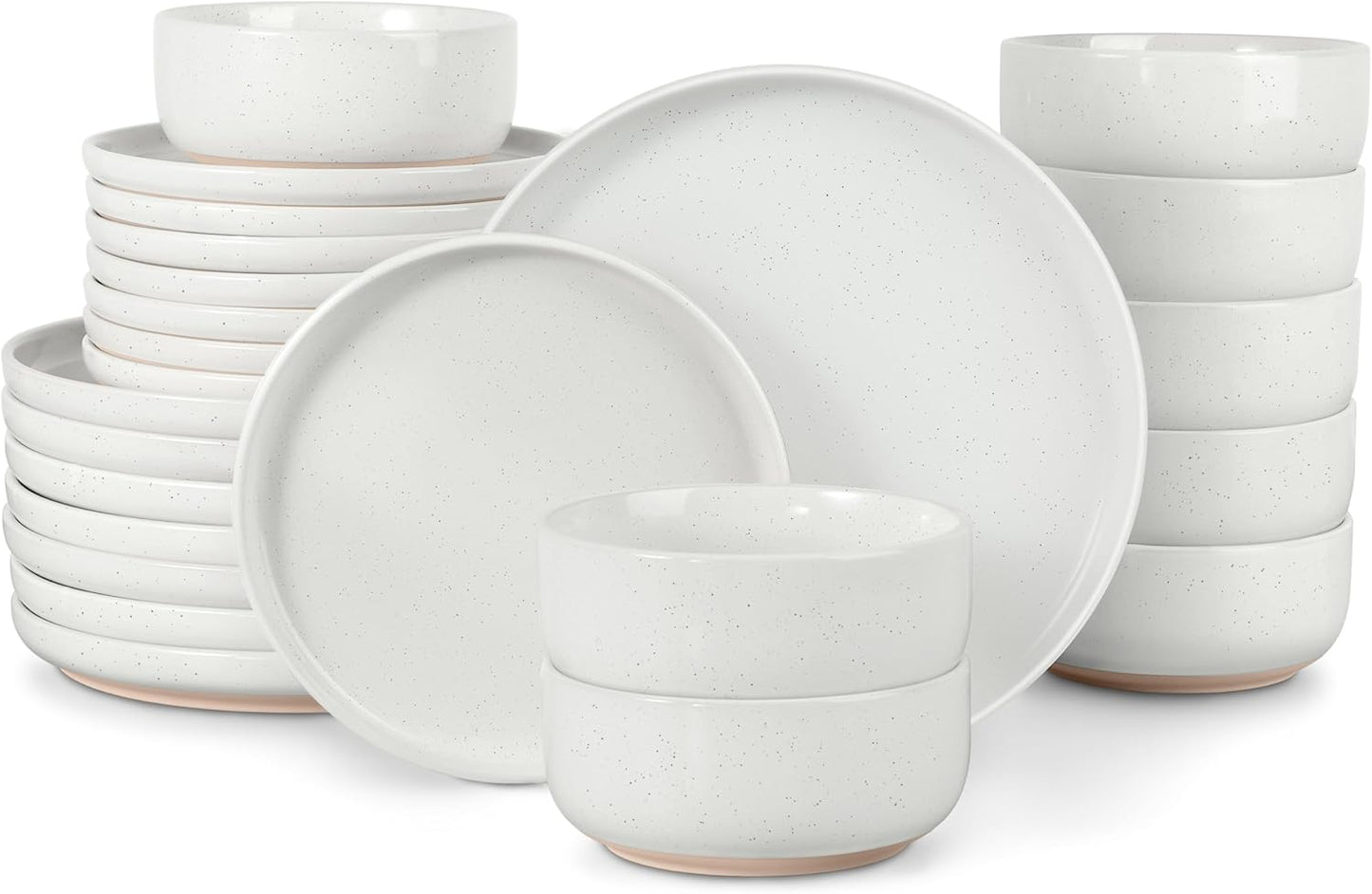 Elegant 24 Piece Dinnerware Set for 8, Safe Stoneware Dishes