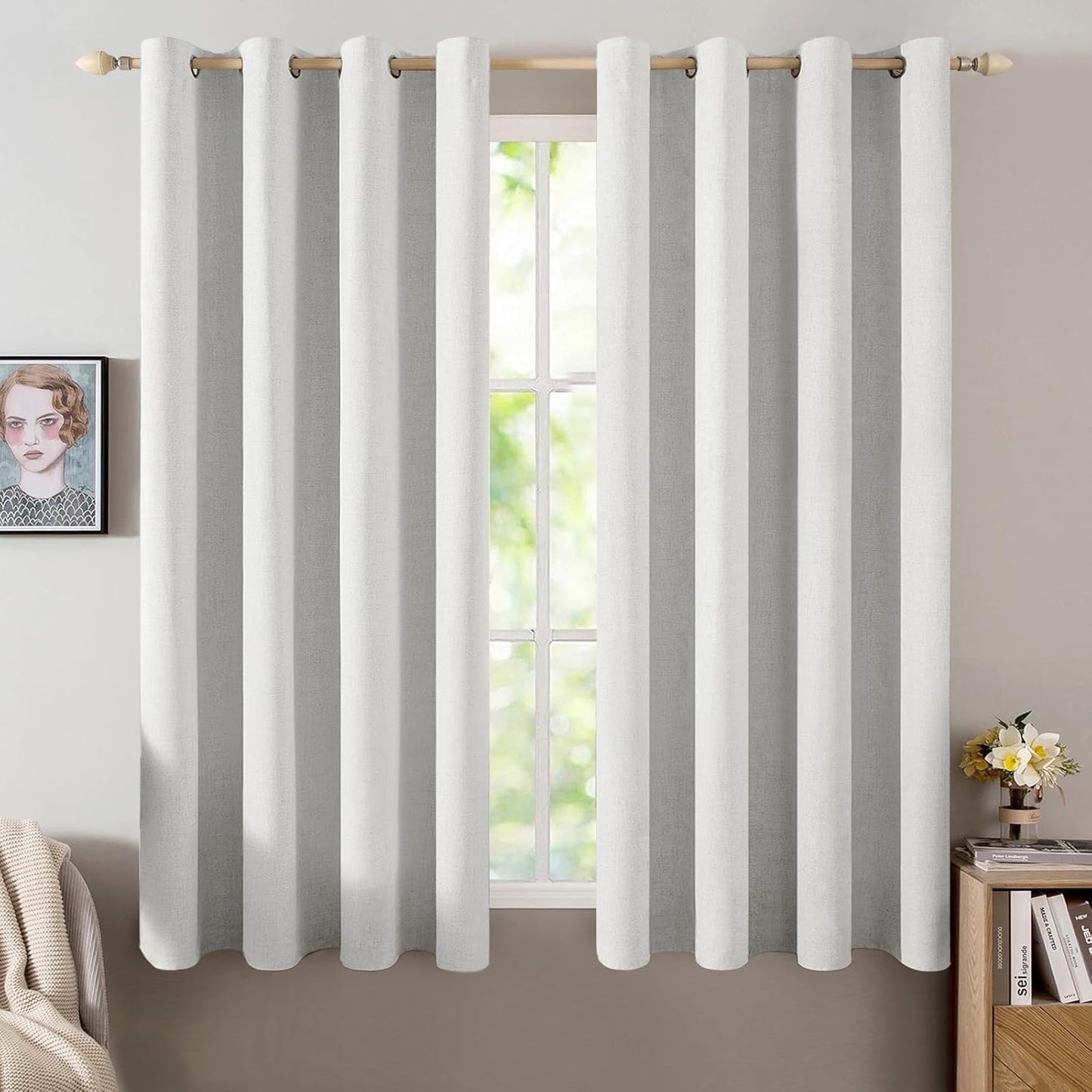 MIULEE Linen Textured Blackout Curtains for Bedroom & Living Room
