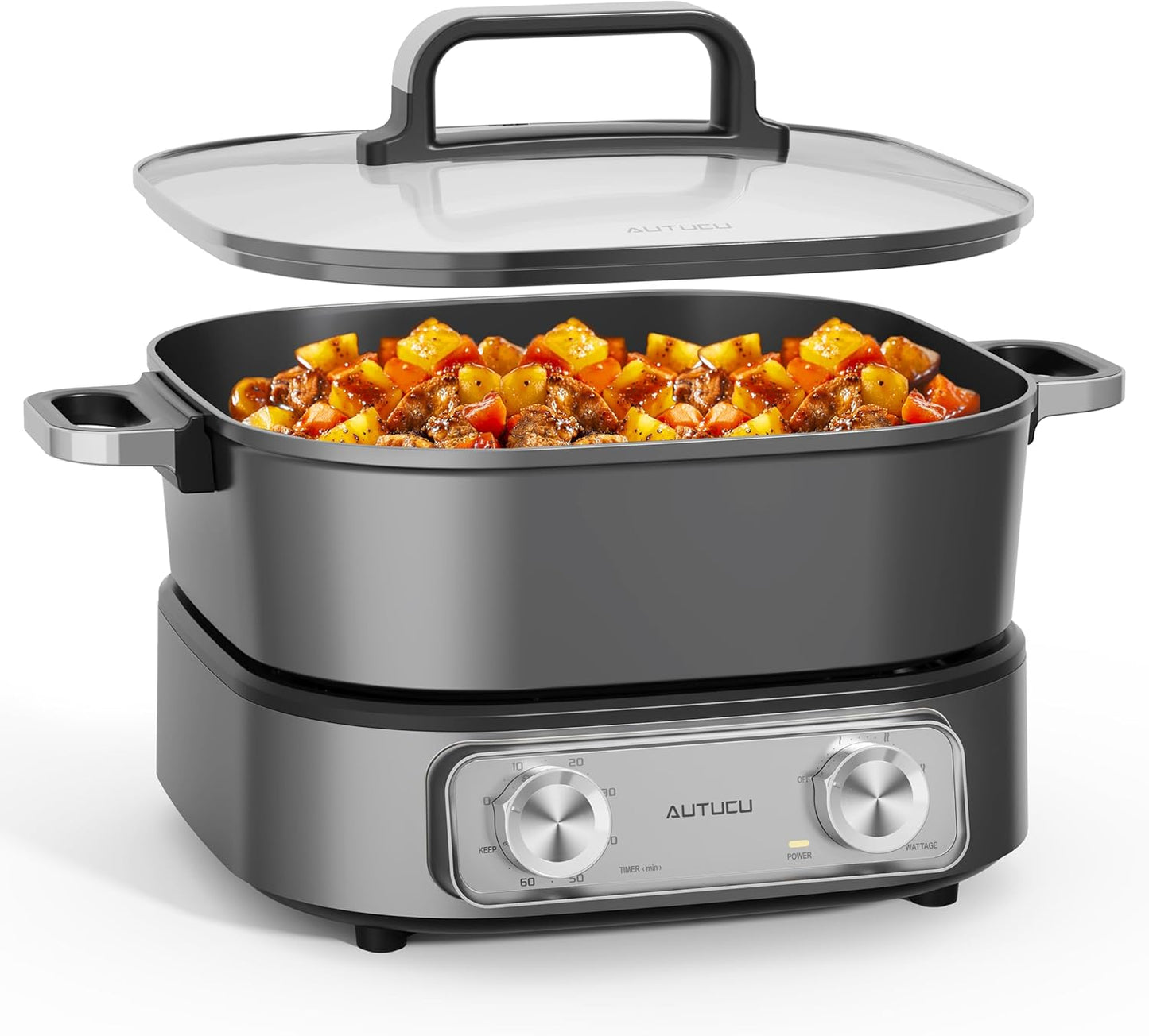 Electric Skillet 6-Quart Hot Pot with Nonstick Ceramic Coating