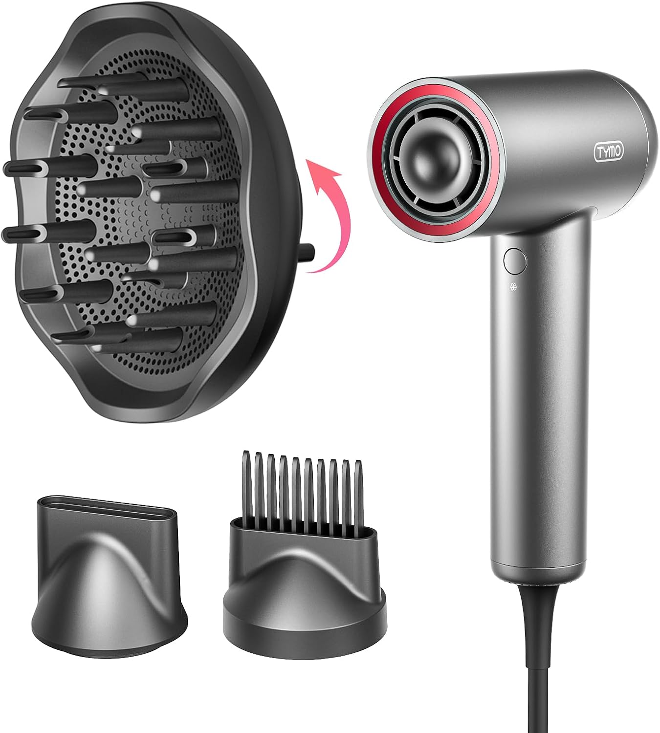 TYMO Hair Dryer with Diffuser for Fast Drying and Styling