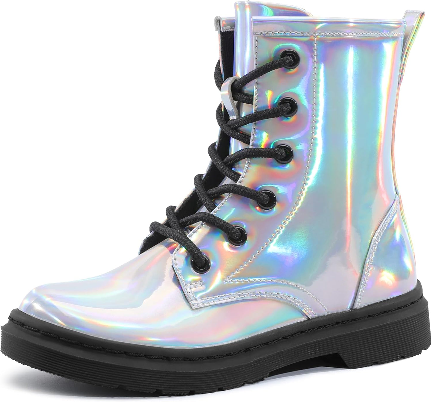 Stylish Girls Ankle Boots with Side Zipper & Glitter Accents
