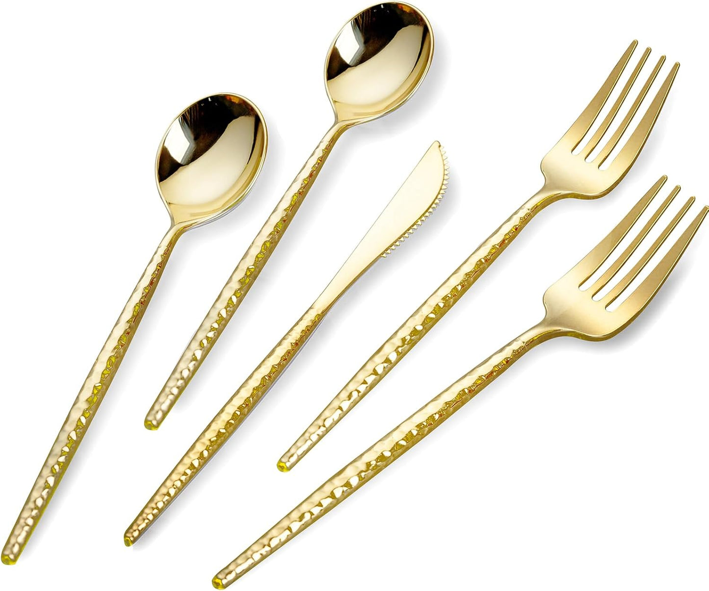 150 PCS Gold Plastic Silverware Set for Elegant Events