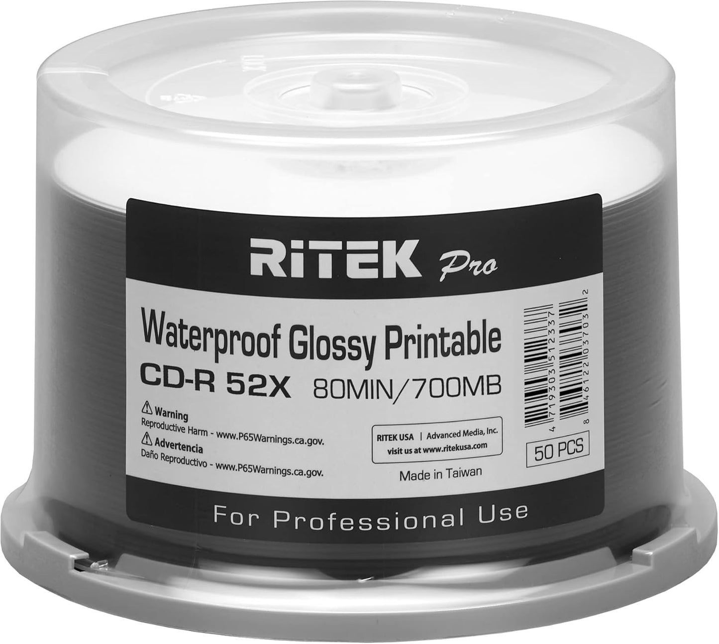 Ritek Pro CD-R 52X 700MB 80Min Blank Recordable Discs Pack