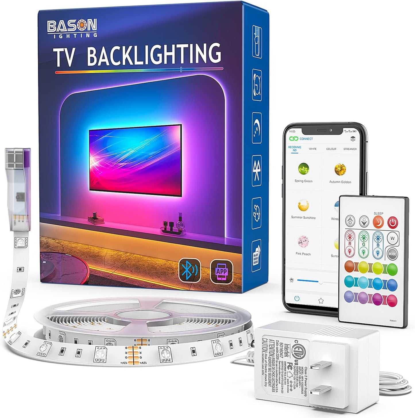 BASON LIGHTING TV LED Backlight with Bluetooth Control for 85-90in