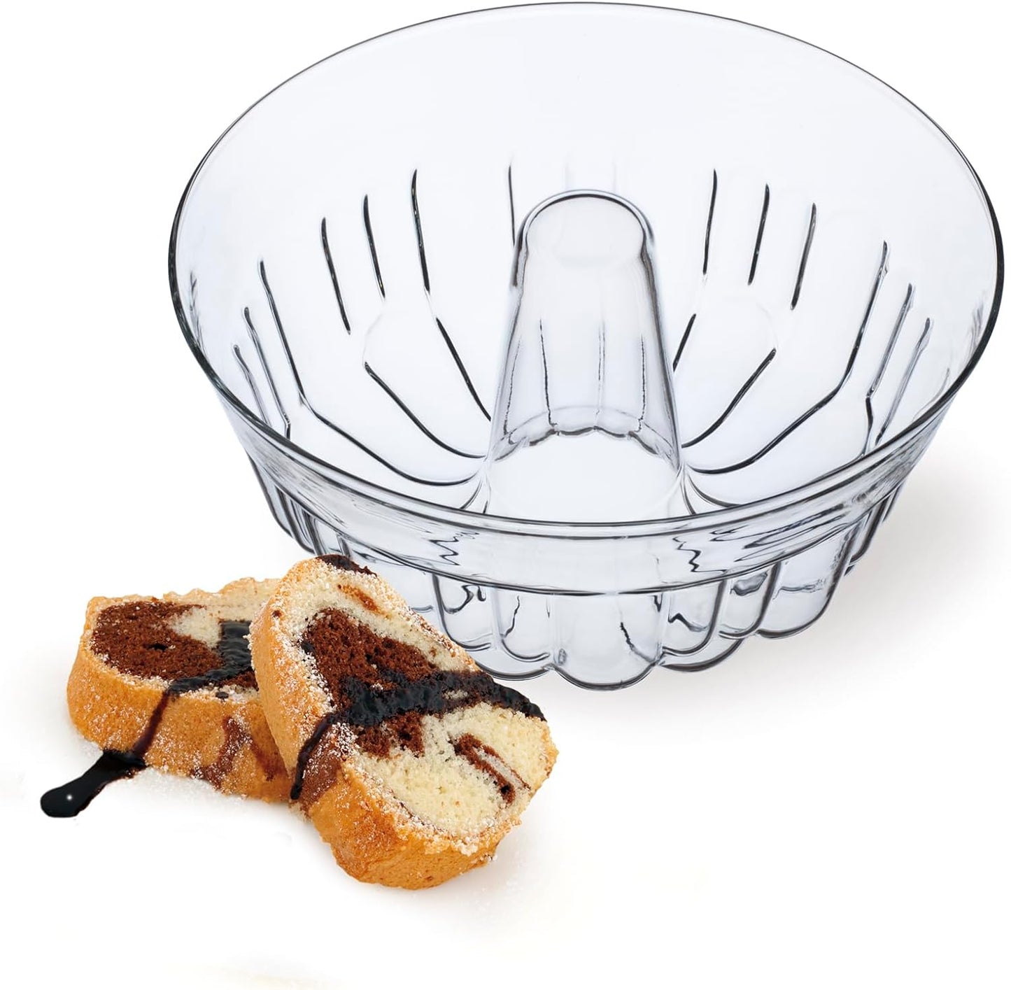 SIMAX Clear Glass Fluted Bundt Pan for Elegant Baking Needs
