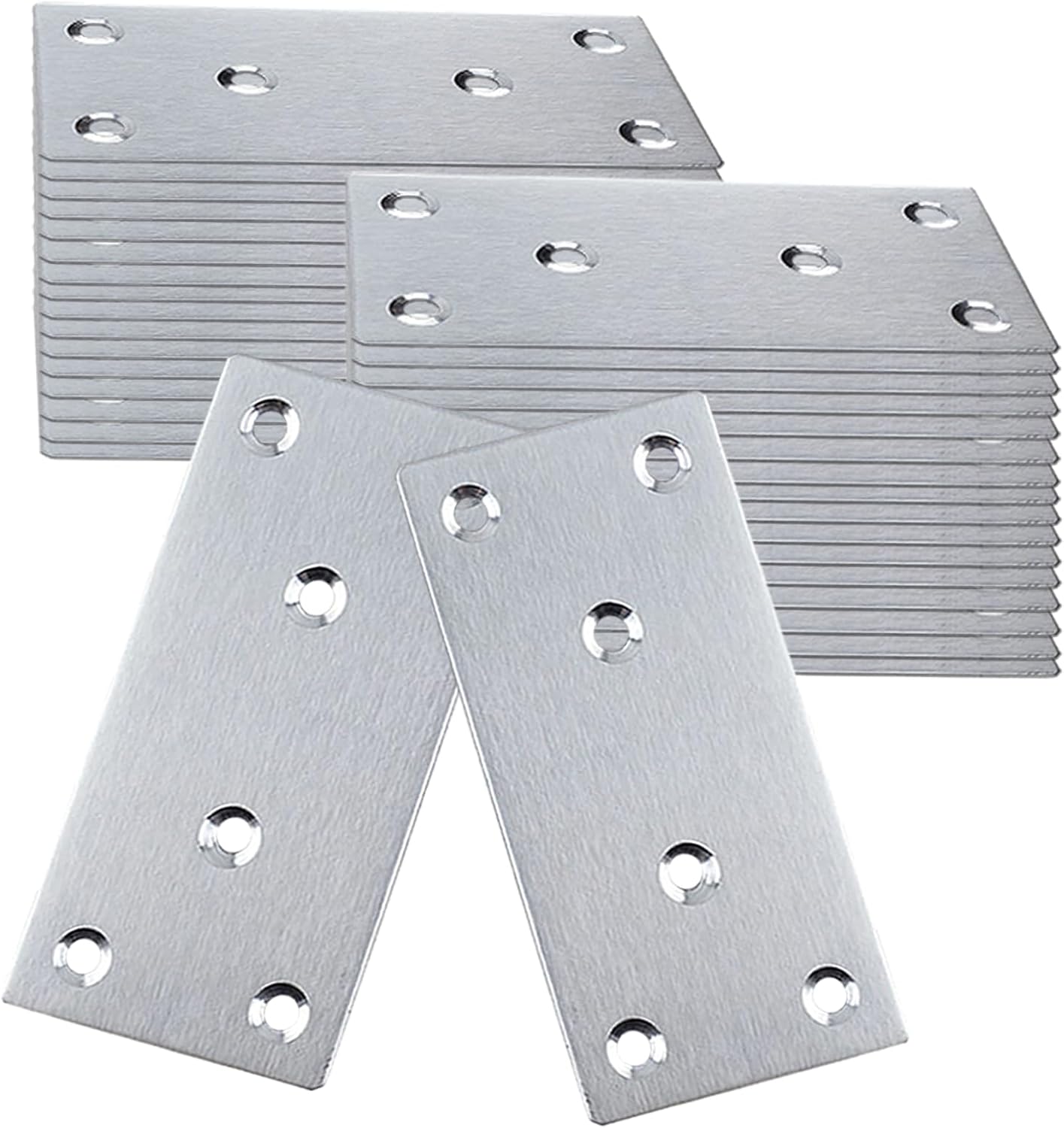 50 Pack Silver Mending Plate for Wood, Heavy Duty Brackets