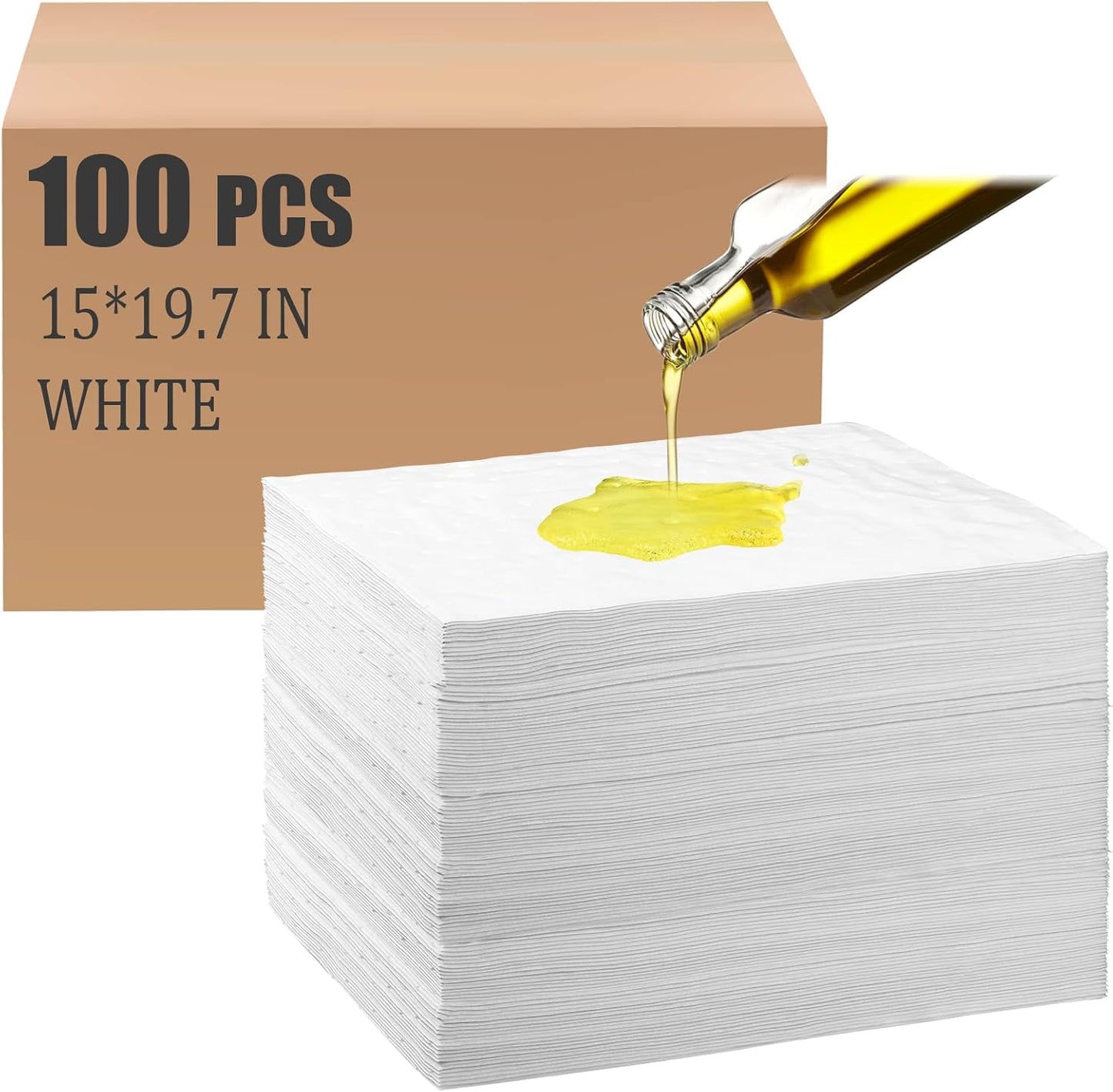 Hoolerry Oil Absorbent Pads for Garage and Home Use - 100 Pcs