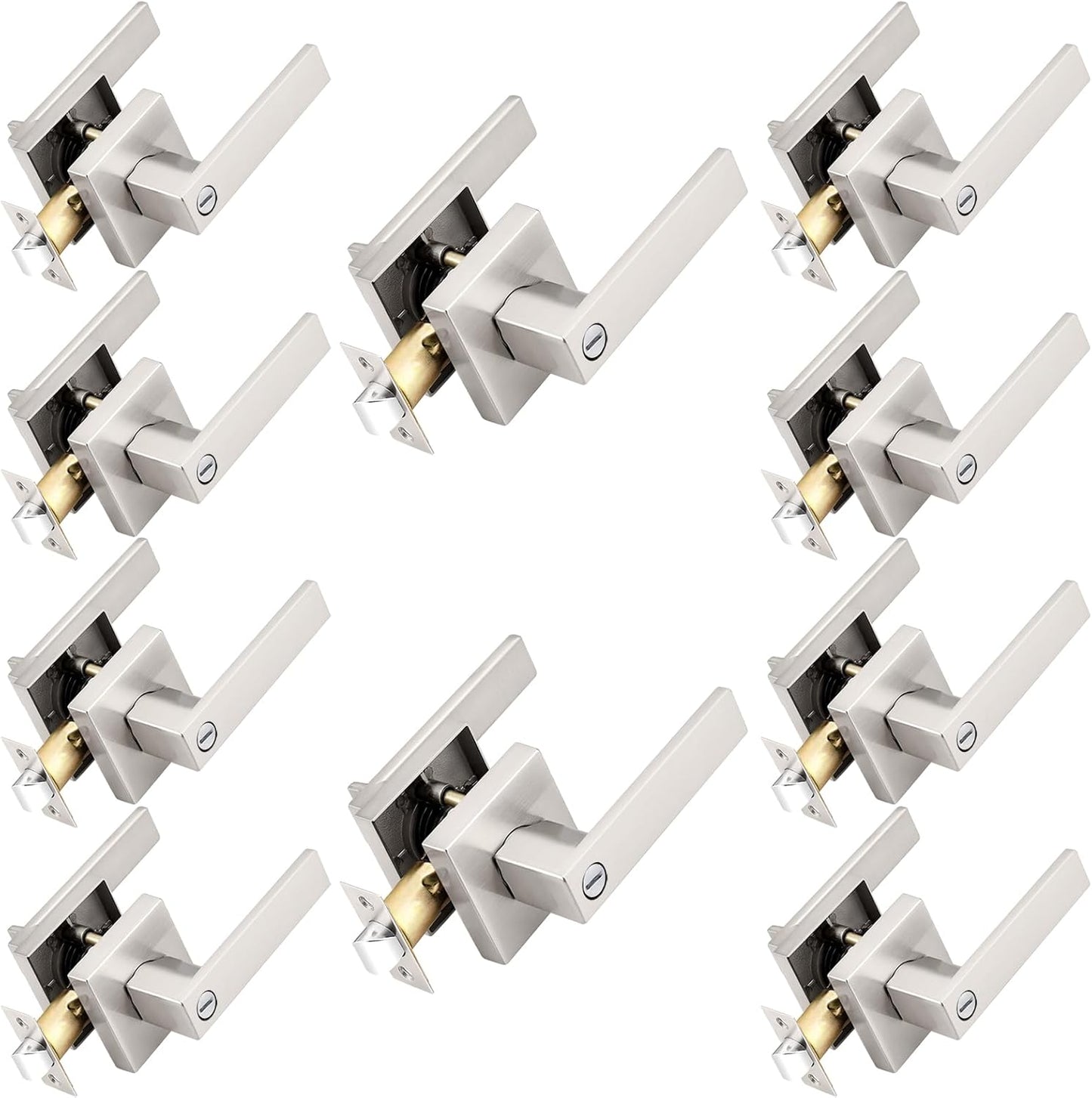 Probrico Interior Brushed Nickel Door Handle Set for Privacy