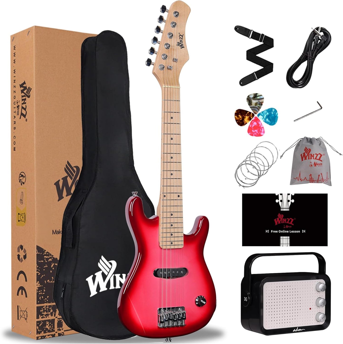 WINZZ EGM100 30 Inches Real Kids Electric Guitar for Beginners