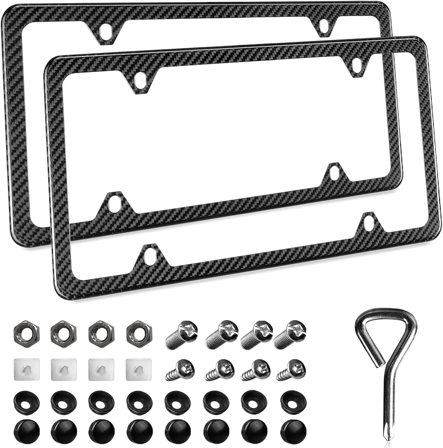 Real Carbon Fiber License Plate Frame Set for US and CAN Vehicles
