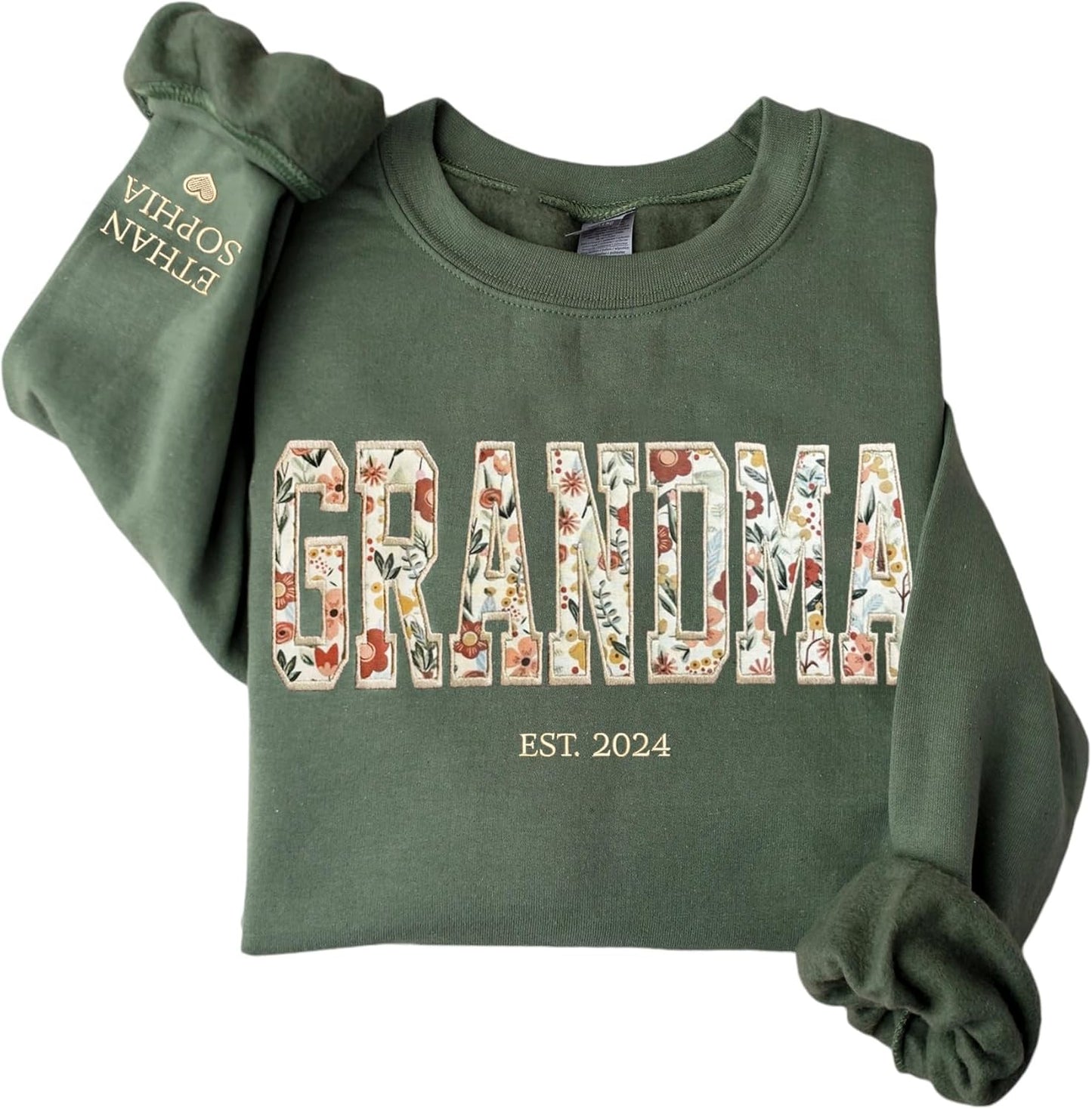 Personalized Floral Embroidered Grandma Sweatshirt - Perfect Gift for GAMMIE