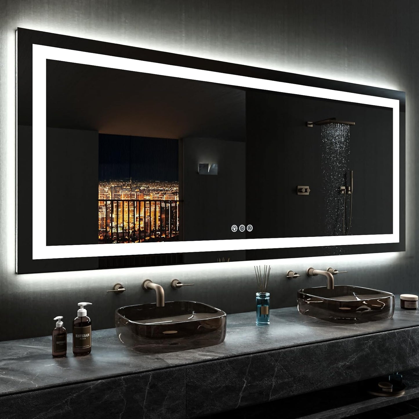 LOAAO 84X40 LED Bathroom Mirror with Lights and Anti-Fog Feature