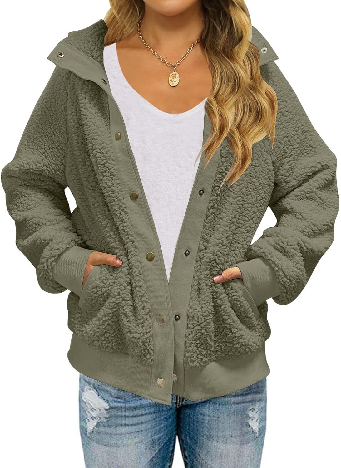 MEROKEETY Womens Fleece Sherpa Jacket for Cozy Winter Wear