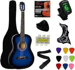 YMC 38 Inch Blue Beginner Acoustic Guitar Starter Package Review