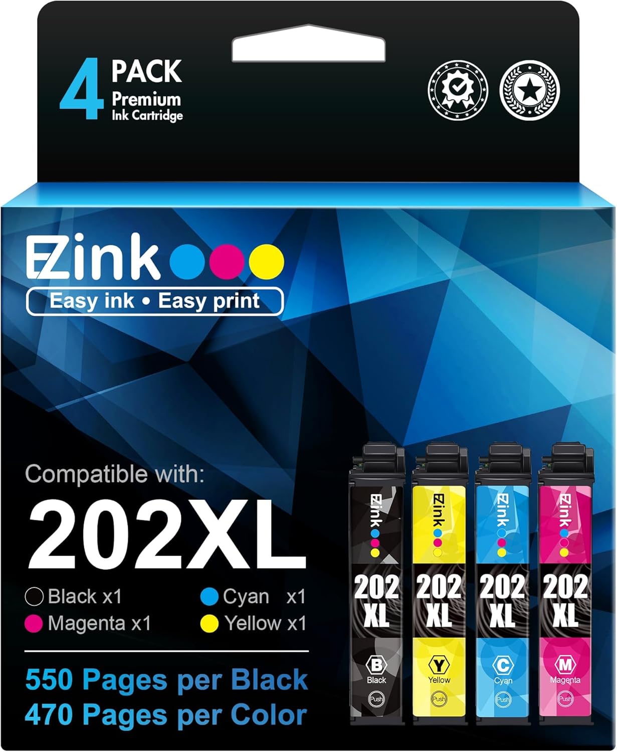 Epson 202XL Ink Cartridges Set by E-Z Ink