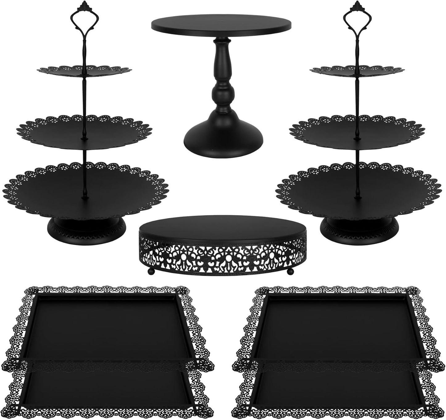 Elegant Black Metal Dessert Table Display Set for Any Occasion