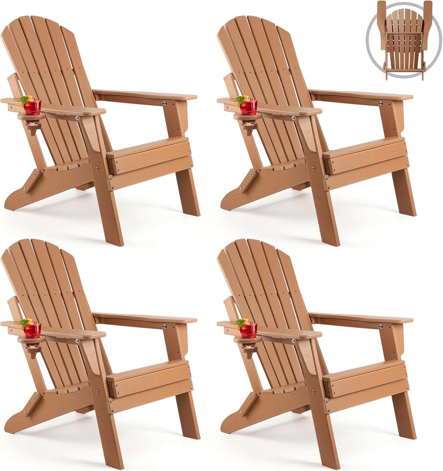 Folding Adirondack Chair Set of 4 for Outdoor Relaxation
