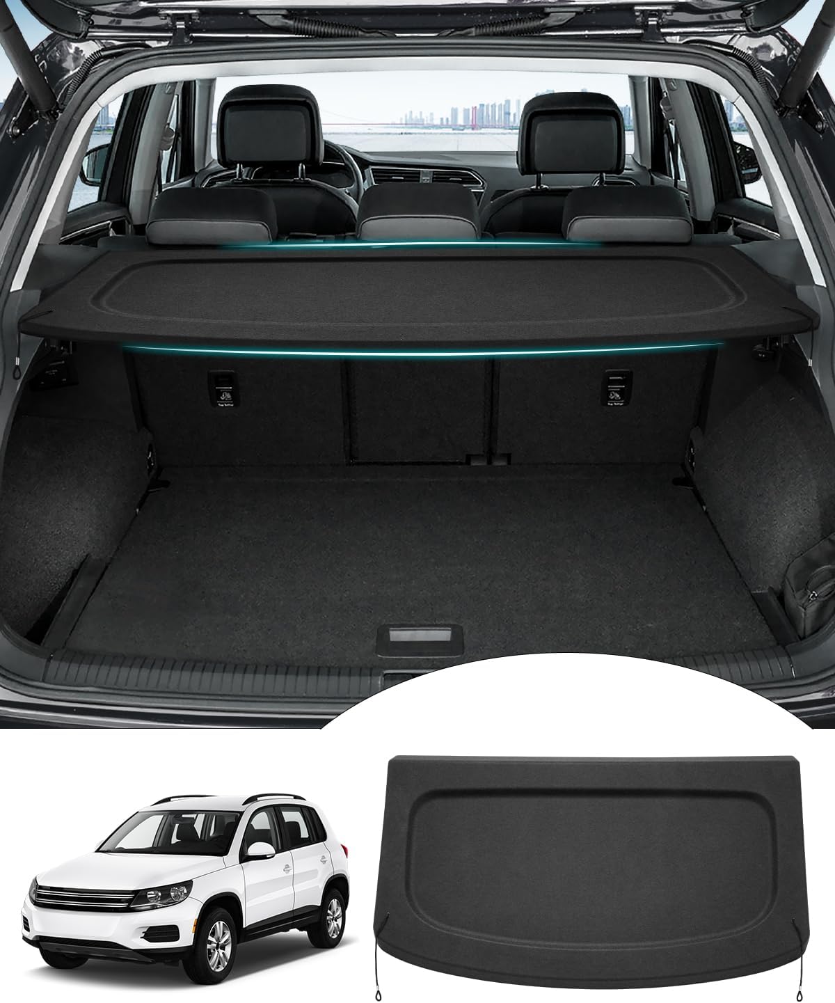 Powerty Cargo Cover for Volkswagen Tiguan 2009-2017 - Black