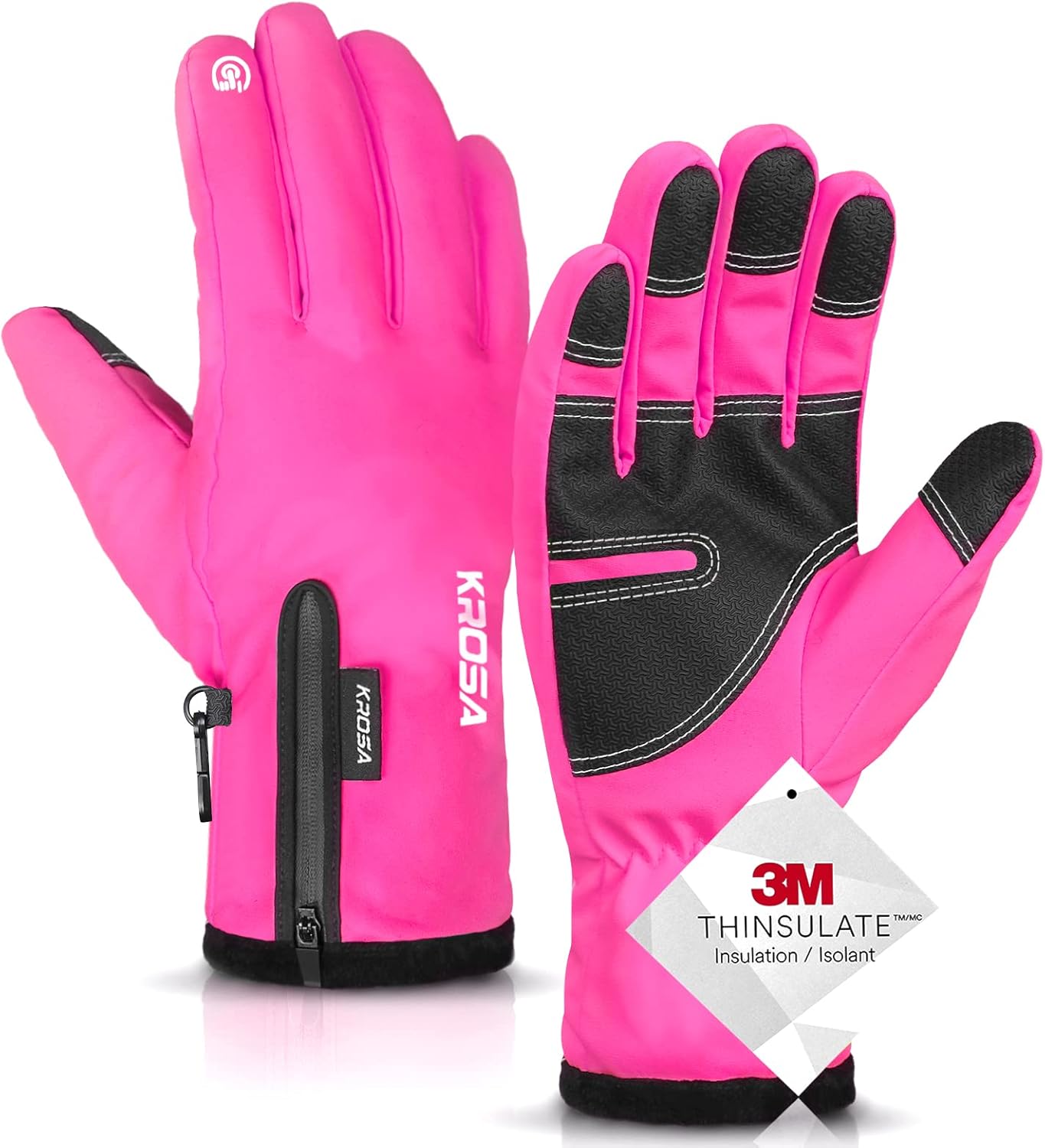 Krosa Waterproof Snow Gloves with 10 Touchscreen Fingers
