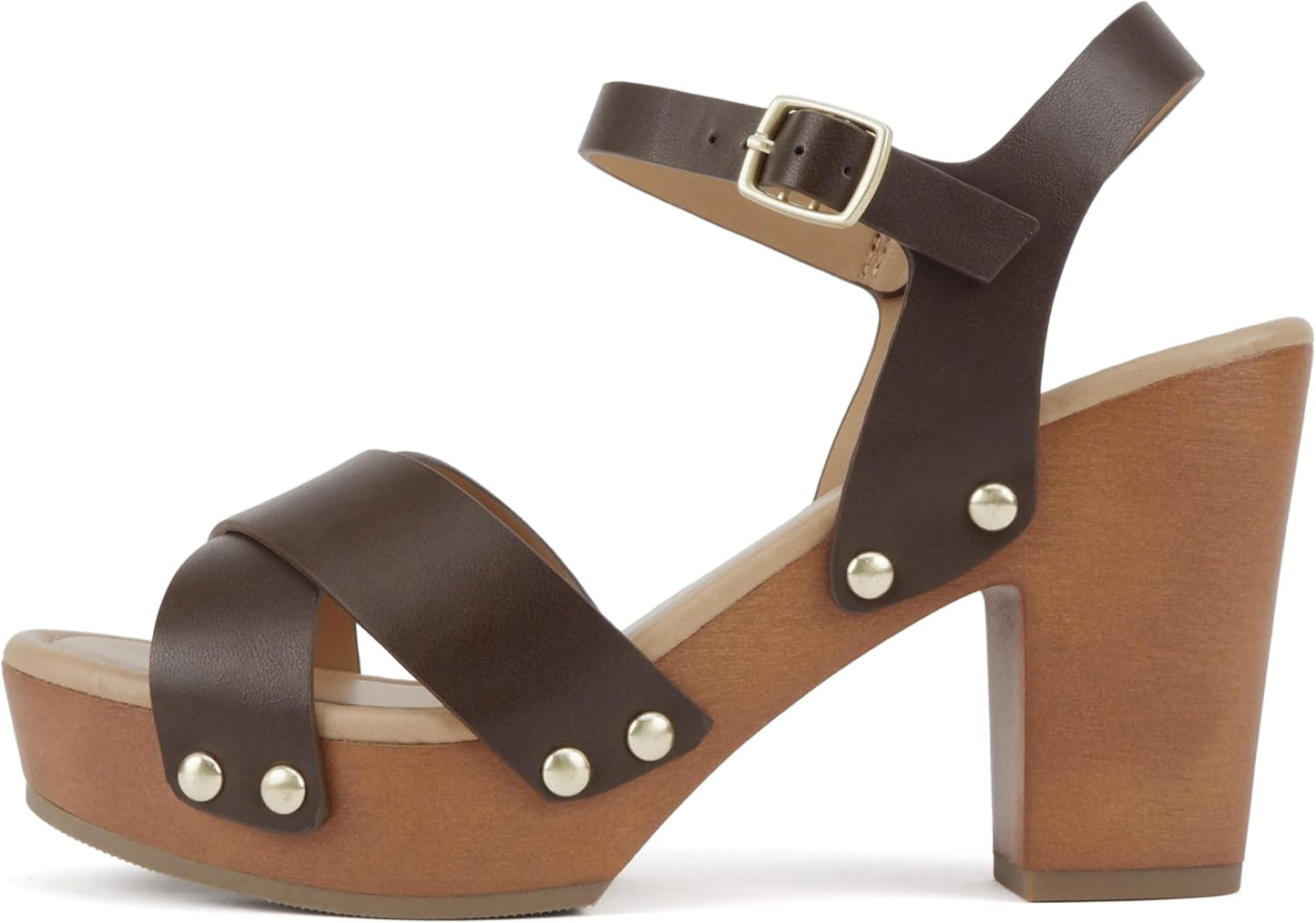 Soda MIGUEL Women Crisscross Band Chunky Platform Block Sandal