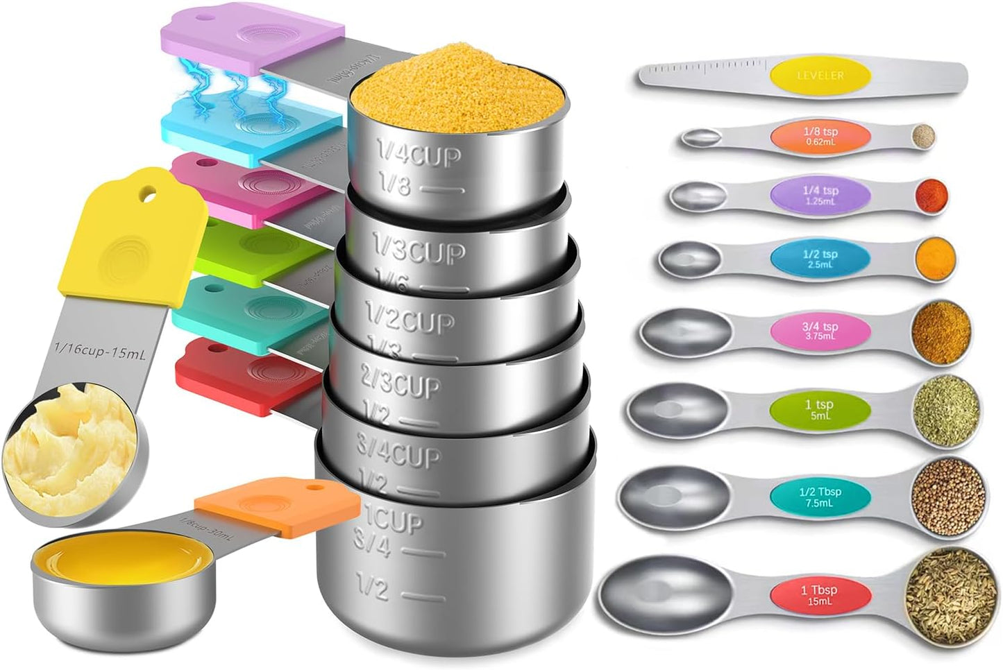 Magnetic Measuring Cups and Spoons Set for Perfect Baking